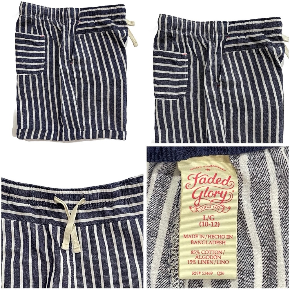 NWOT Girls Blue Sapphire Striped Drawstring Shorts - Picture 15 of 16